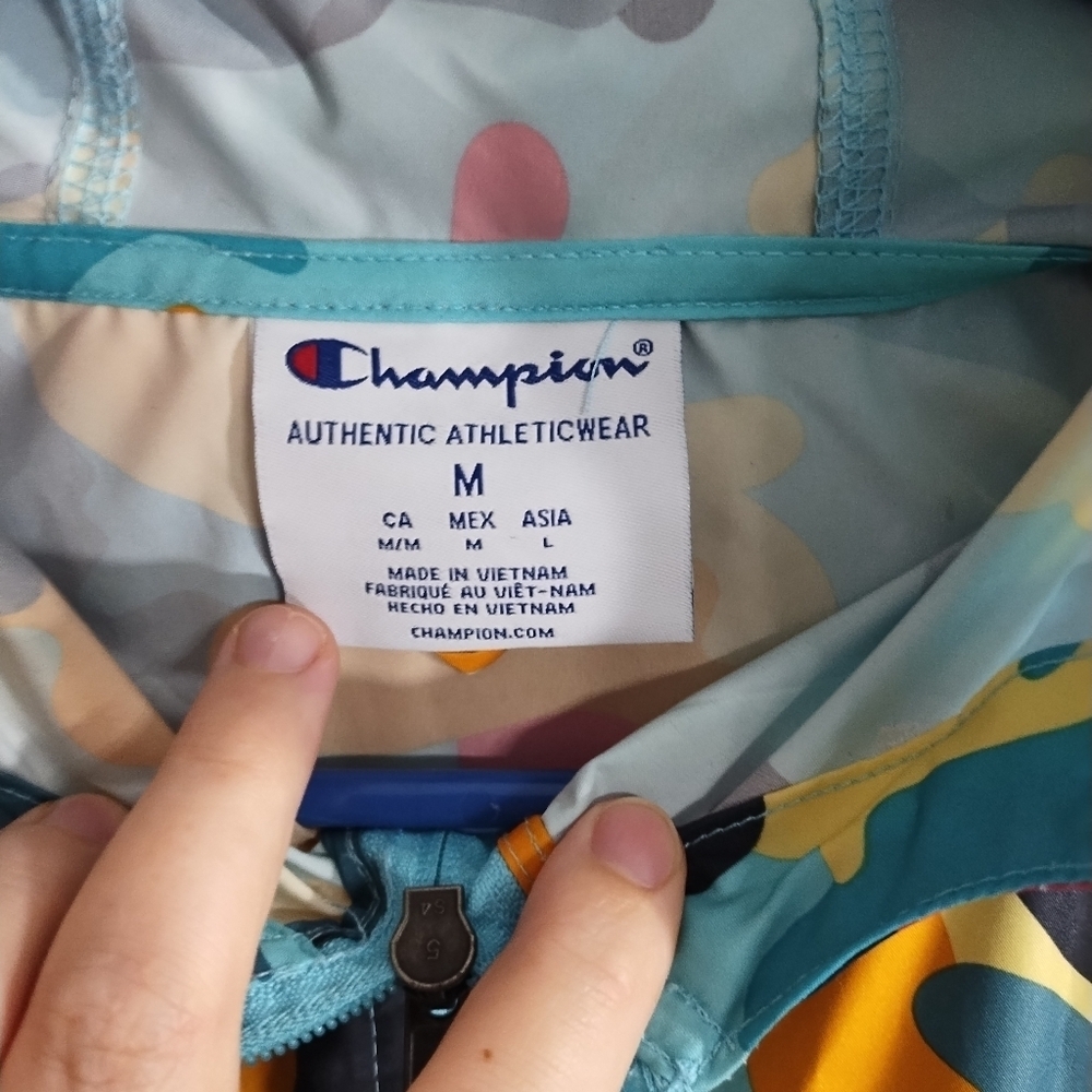 Champion Mens Camo Stadium Packable Rain Windbreaker Hooded Pullover Jacket Sz M - Picture 8 of 10